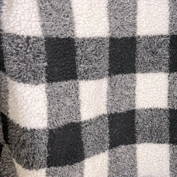 Steve Madden Black and White Plaid Sherpa Hooded Jacket US Large, worn once - Picture 7 of 15